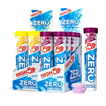 High5 Zero tabletter i smagene mango og solbær, 16 rør, sukkerfri og kaloriefrie.